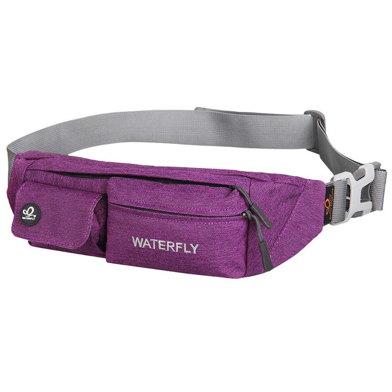 WATERFLY Fanny Pack for Women Men Water Resistant Small Waist Pouch Slim Belt Bag with 4 Pockets for Running Travelling Hiking Walking Lightweight Crossbody Chest Bag Fit All Phones Purple - BeesActive Australia