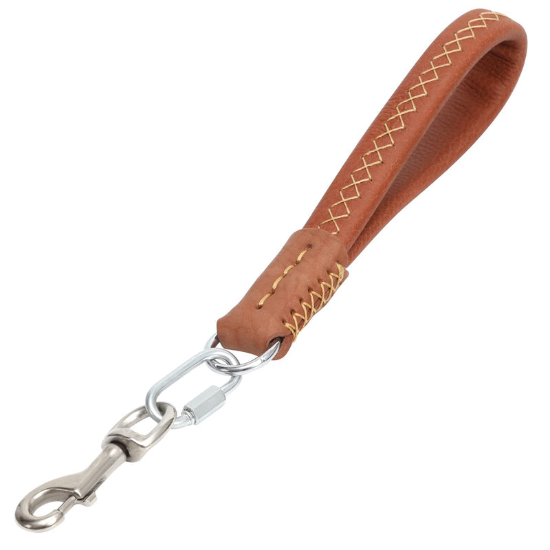 Guiding Star Brown Short Dog Leash Padded Handle Real Leather Sewn by Hand - BeesActive Australia