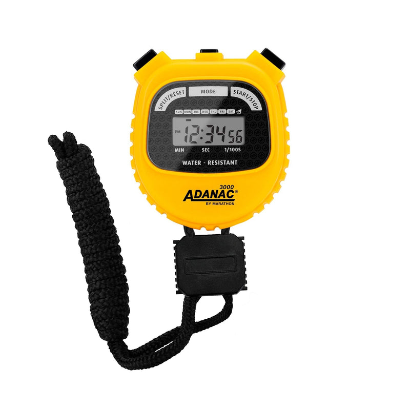 MARATHON Adanac 3000 Digital Sports Stopwatch Timer with Extra Large Display and Buttons, Water Resistant- Yellow - BeesActive Australia