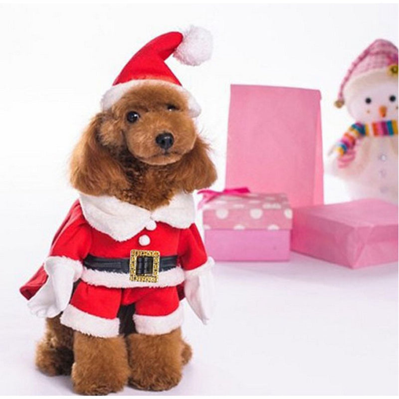 NACOCO Pet Christmas Costumes Dog Suit with Cap Santa Claus Suit Dog Hoodies Cat Xmas Costumes Medium (Pack of 1) Red - BeesActive Australia