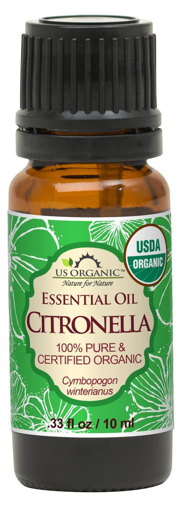 US Organic Citronella Essential Oil, Certified Organic, Pure & Natural, Improved caps and droppers. Used for Skin Care, DIY Projects Like Candle Making and Much More (10 ml, .33 fl oz) 0.33 Fl Oz (Pack of 1) - BeesActive Australia