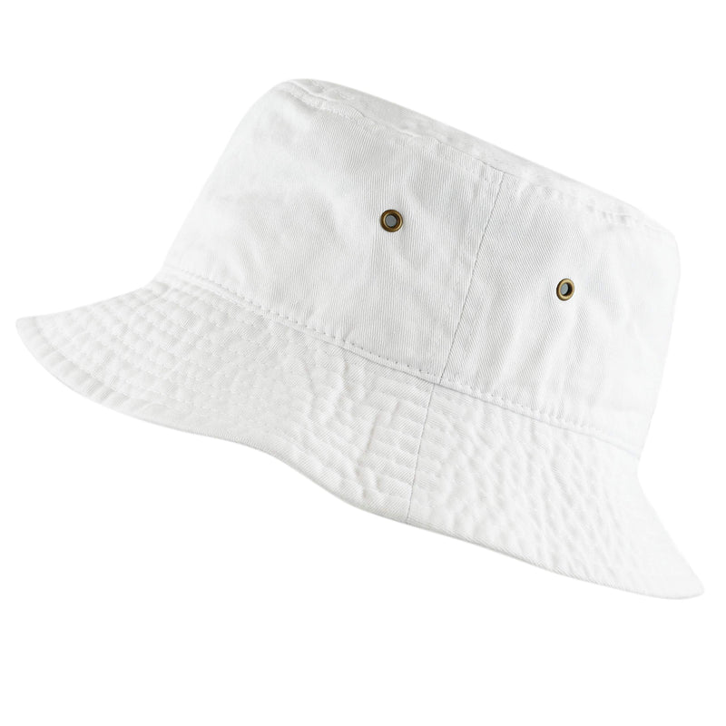 The Hat Depot Bucket Hat - Unisex 100% Cotton & Denim Packable Summer Travel Beach Sun Hat Small-Medium White - BeesActive Australia