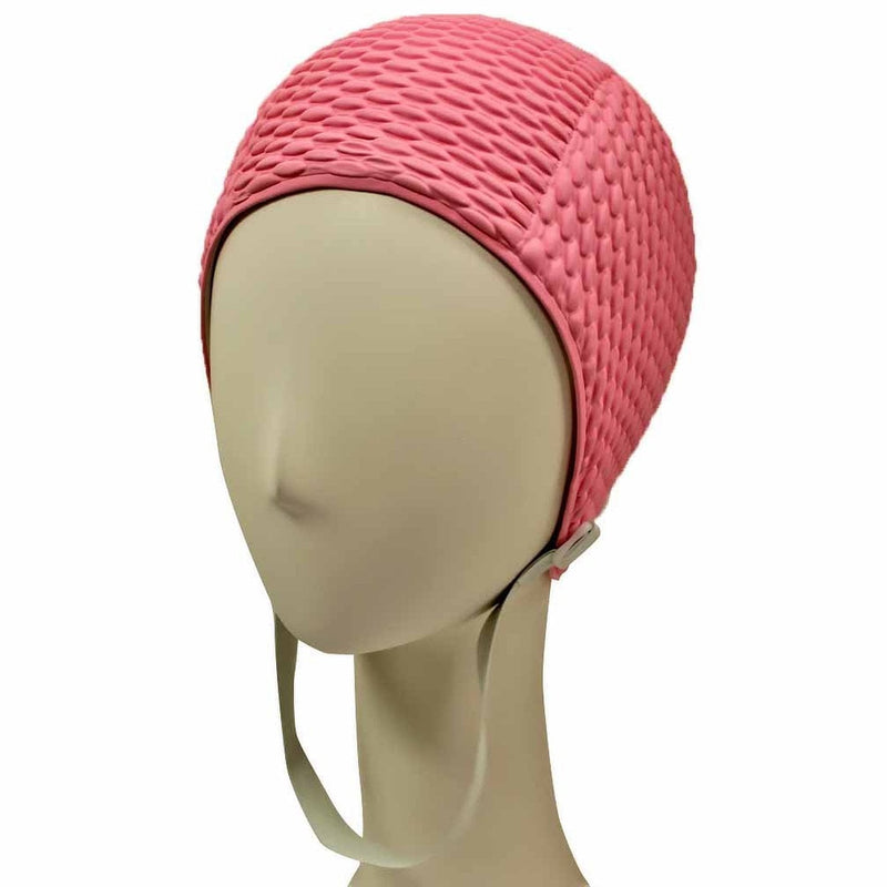 BeeMoo Women’s Latex Swim Cap - Rubber Swim Cap - Soft Comfortable Stretch Stylish Low Cut Design Protects Hair from Sun Salt or Chlorine Perfect for Water Activities Optional Chin Strap Available Chin Strap/Pastel Pink - BeesActive Australia