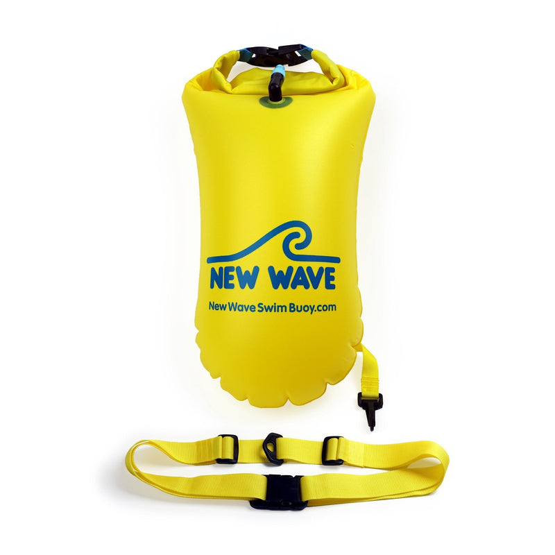 [AUSTRALIA] - New Wave Swim Buoy - Swim Safety Float and Drybag for Open Water Swimmers Triathletes Kayakers Snorkelers, Open Water Swim Buoy Float for Safer Swim Training (PVC 15 Liter Yellow) 