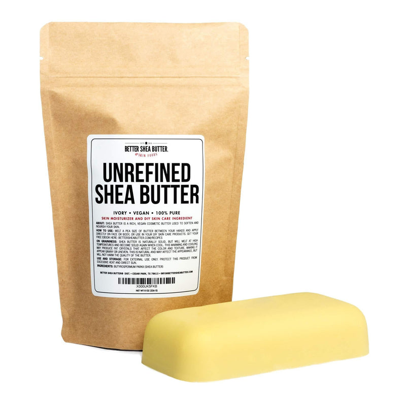 Unrefined African Shea Butter - Ivory, 100% Pure & Raw - Moisturizing and Rich Body Butter for Dry Skin - Suitable for All Skin Types - Use Alone or in DIY Whipped Body Butters - 8 oz Bar 8 Ounce (Pack of 1) - BeesActive Australia