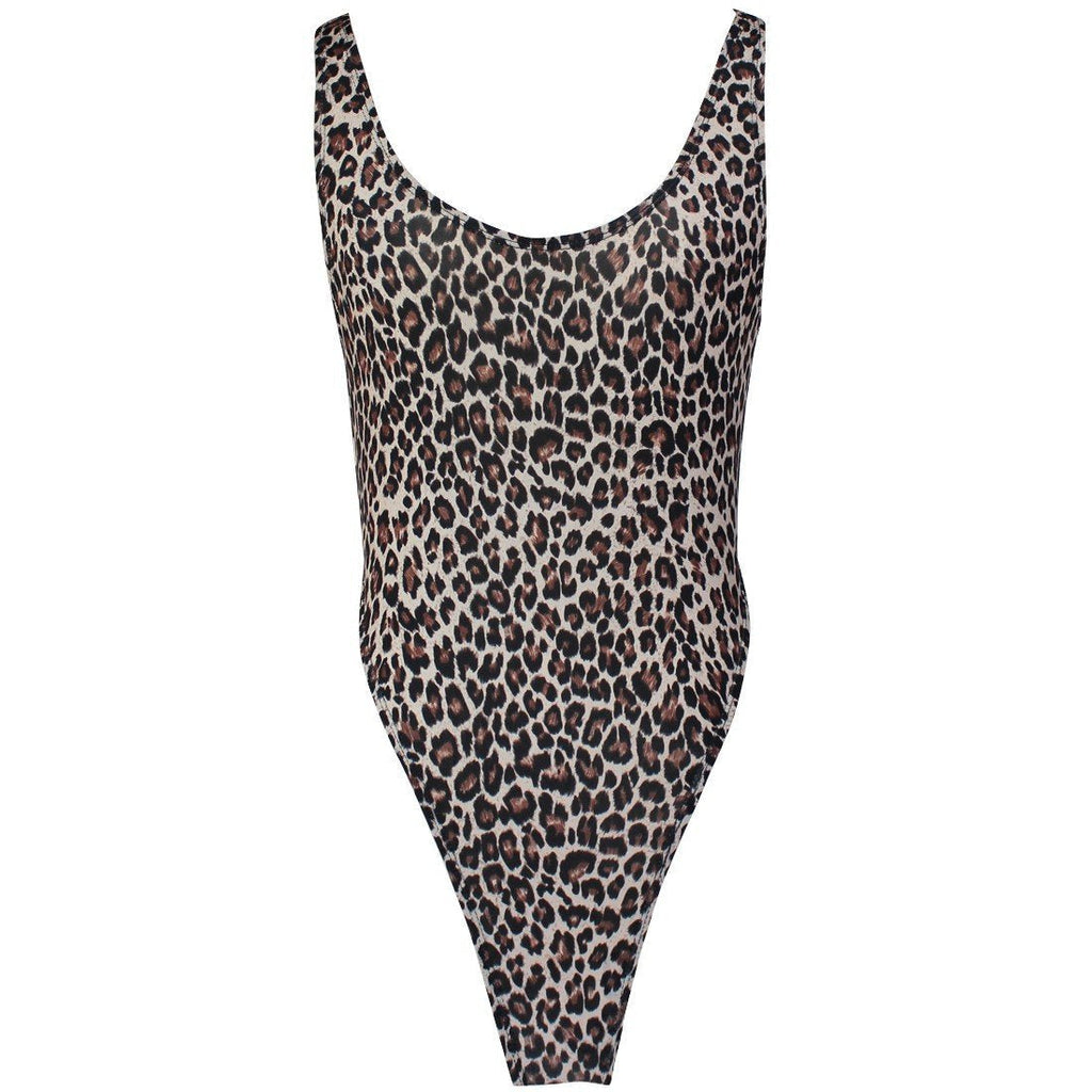 [AUSTRALIA] - TiaoBug US Women One-Piece High Cut Thong Leotard Gymnastics Dancewear Bodysuit Leopard 