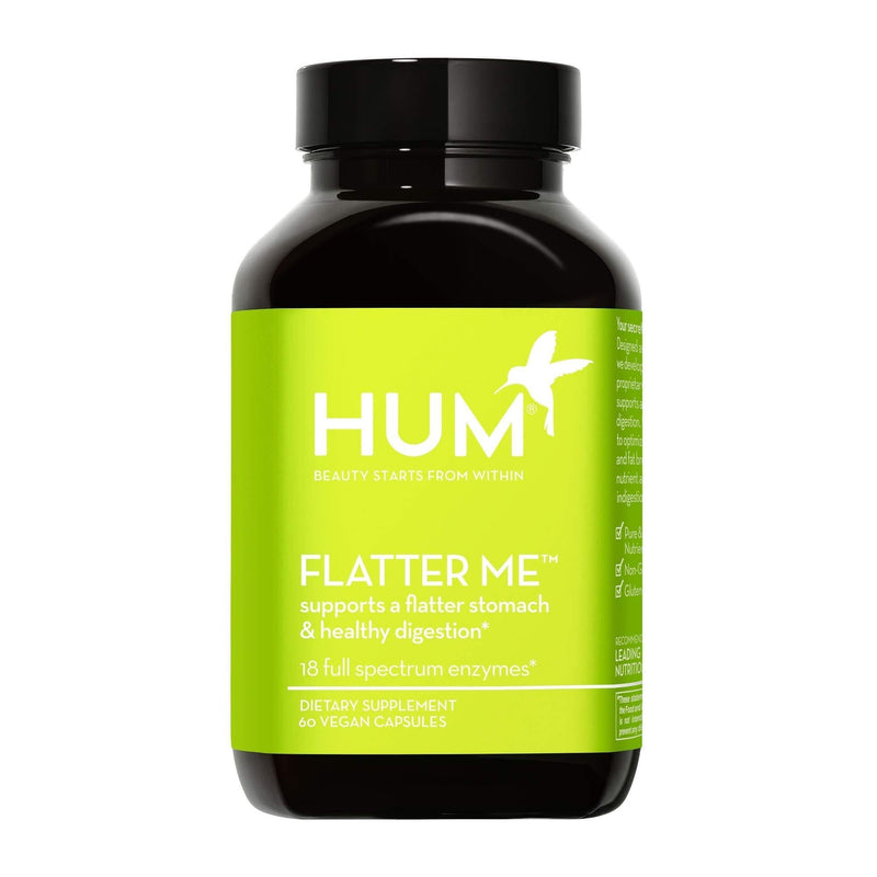 HUM Flatter Me Digestive Enzymes - Amylase Lipase & Bromelain for Healthy Digestion Supplement - Supports Occasional Bloating Relief, Nutrient Absorption & A Flatter Stomach (60 Vegan Capsules) - BeesActive Australia