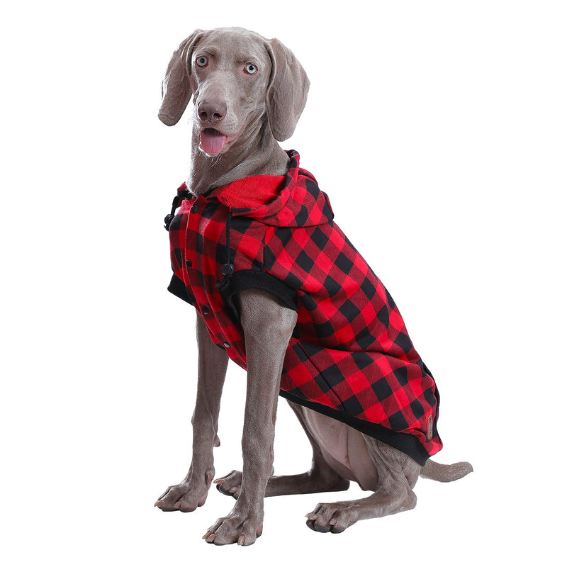 PAWZ Road Dog Coat Plaid Dog Sweater British Style Dog Vest Windproof Dog Jacket Dog Winter Clothes for Small Medium Large Dogs from Size S to 3XLarge XL: (Back Length 21.7" Chest 33.9") Red - BeesActive Australia