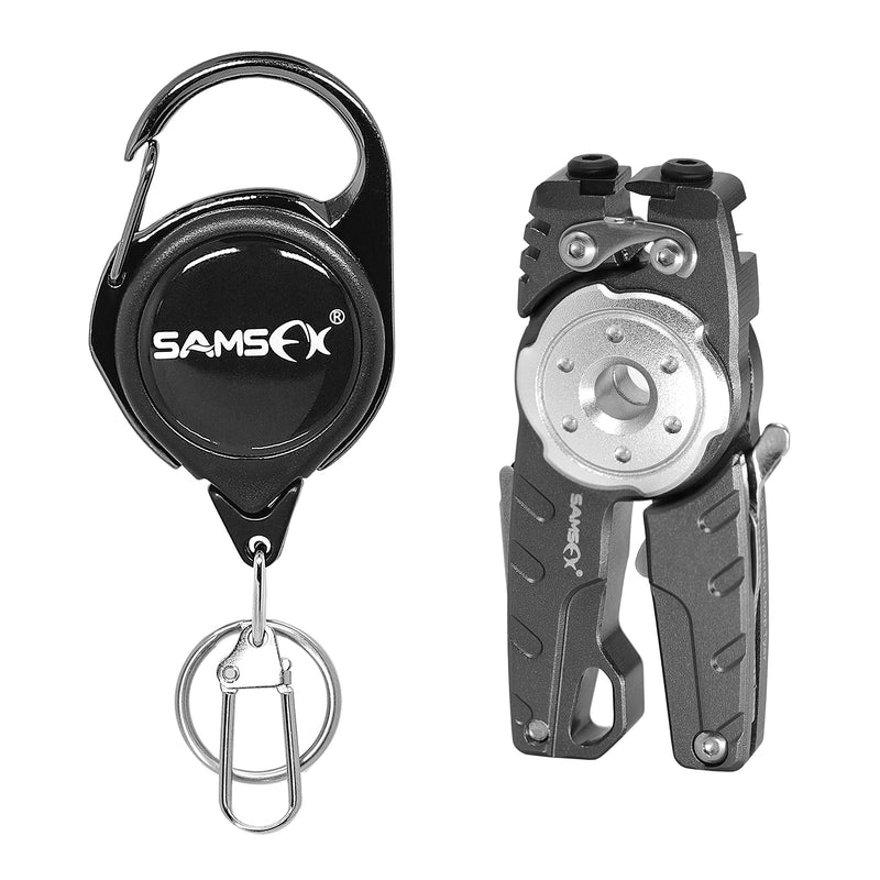 SAMSFX Fishing Tungsten Line Cutter with Zinger Retractors, Fishing Pliers Cutters, Knot Tying Tool, Hook Eye Cleaner, Hook Sharpener, Tune Baits & Loop Tyer Tool A: Gray Line Cutter with Retractor - BeesActive Australia