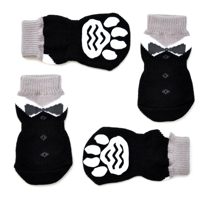 Posch Anti-Slip Knit Socks for pets with Traction Soles for Indoor Wear, Slip On Paw Protectors Medium Black - BeesActive Australia