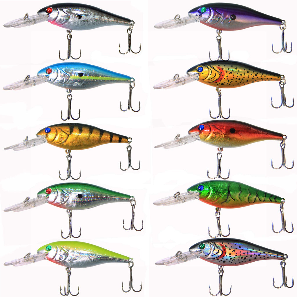 Salwater Fishing Lures Hard Baits Set, 3D Eyes Minnow Crankbaits Swimbaits Topwater Fishing Lures Kit for Bass Trout Walleye 10pcs - BeesActive Australia