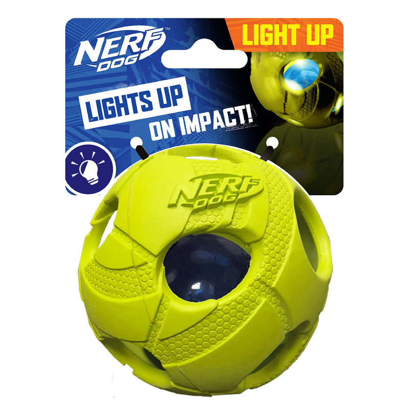 Nerf Dog Bash Ball Dog Toy with Interactive LED, Lightweight, Durable and Water Resistant, 3.5 Inches, for Medium/Large Breeds, Single Unit, Green - BeesActive Australia