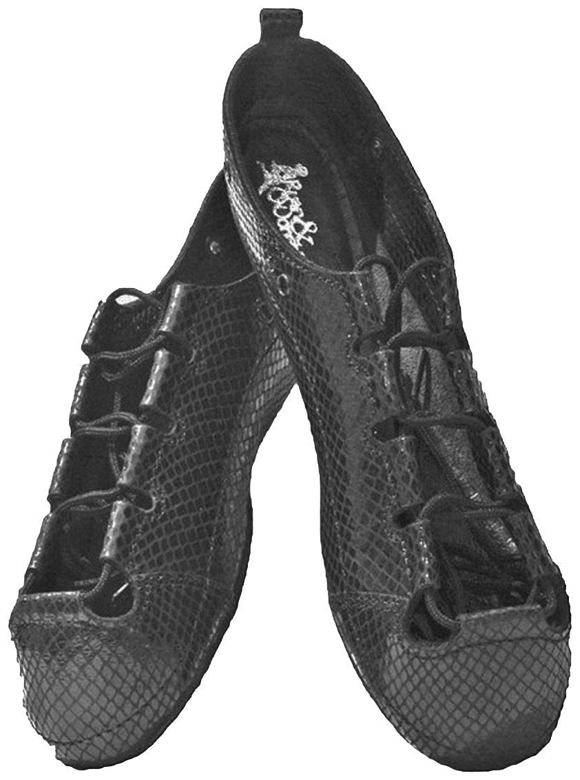 [AUSTRALIA] - RYAN AND ODONNELL Girls Diamond Leather Irish Dance Pumps - with Free Drawstring Bag - 2 M UK 