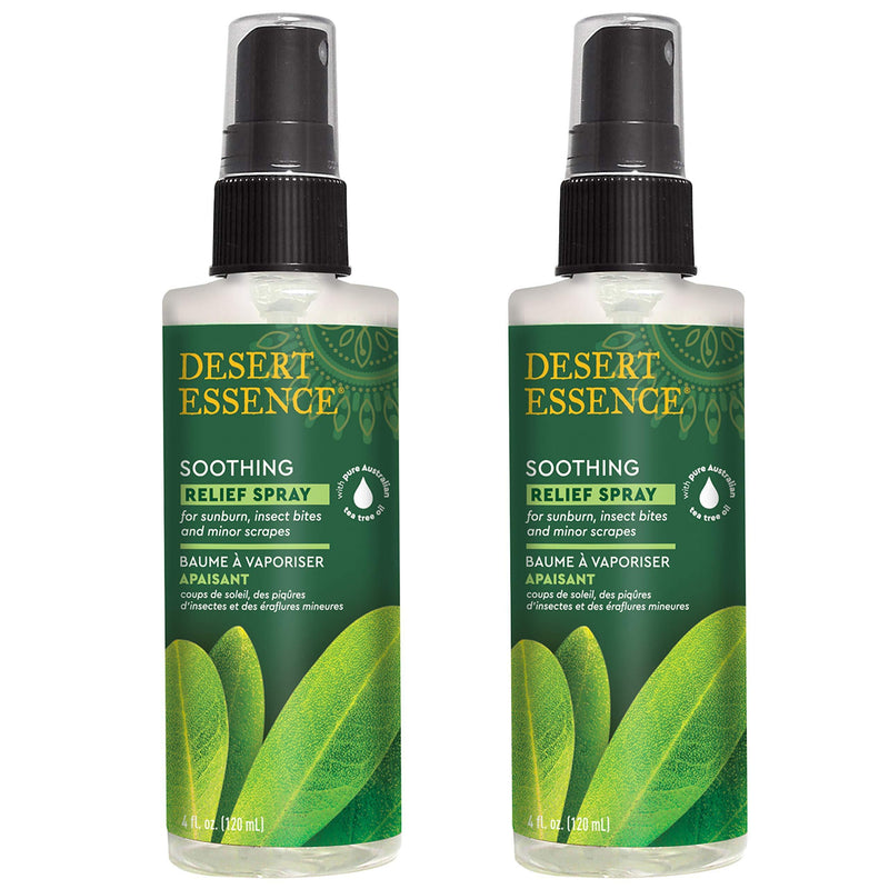 Desert Essence Relief Spray - 4 Fl Ounce - Pack of 2 - Antiseptic Eco-Harvest Tea Tree Oil & Other Essential Oils - Natural First Aid - Minor Burns - Sunburn - Insect Bites - Scrapes 4 Fl Oz (Pack of 2) - BeesActive Australia