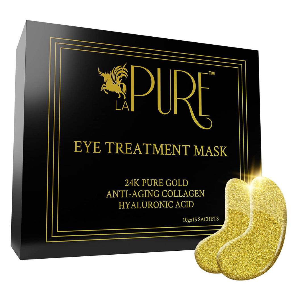 LA PURE 24K Gold Eye Treatment Masks - Under Eye Patches, Dark Circles Under Eye Treatment, Under Eye Bags Treatment, Eye Mask for Puffy Eyes, Anti-Wrinkle, Undereye Dark Circles, Gel Pads 15 Pairs - BeesActive Australia