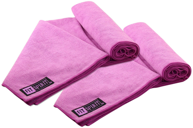 [AUSTRALIA] - FIT SPIRIT Microfiber Bath Sport Towels, 2 Pack Pink 2pc - 20x40 