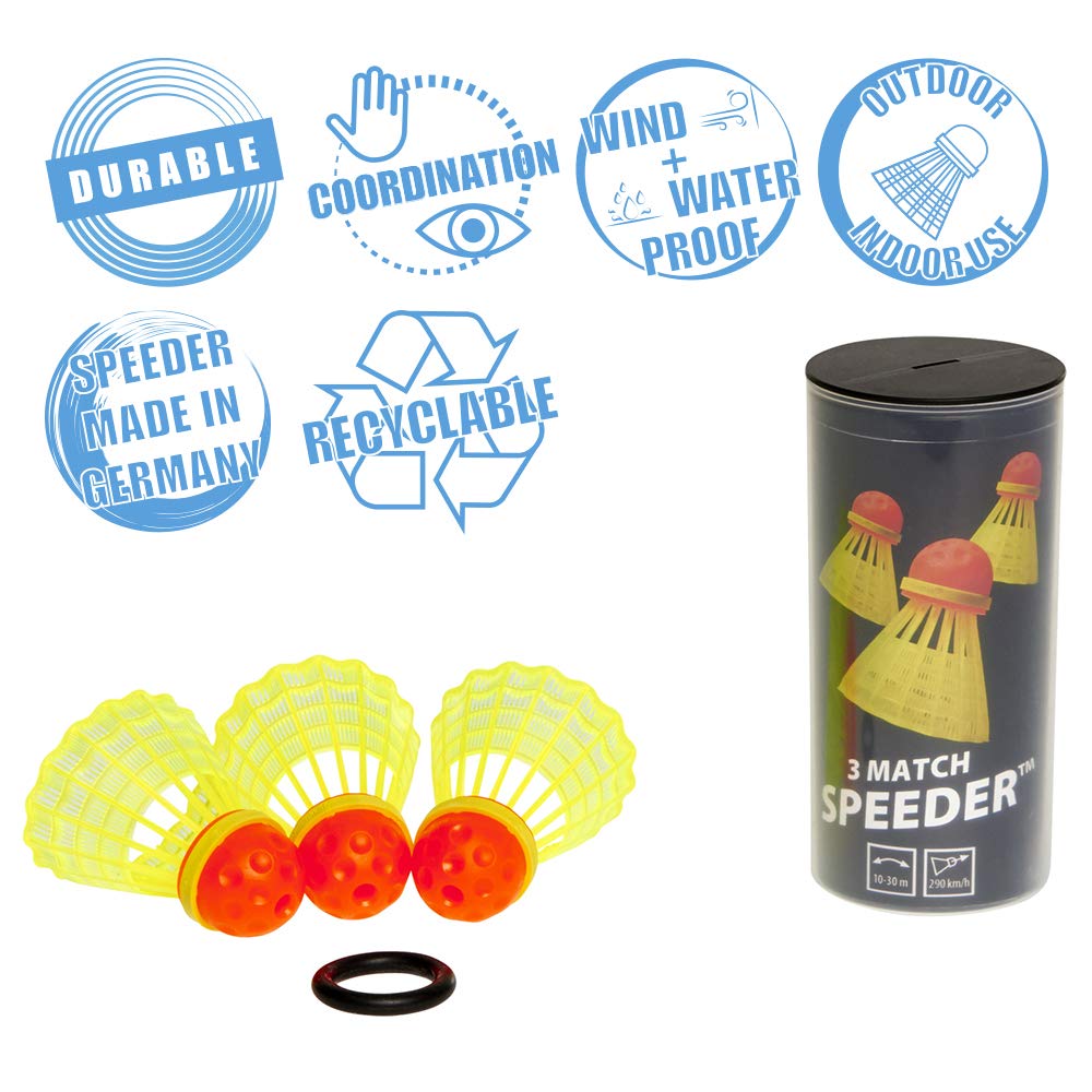 Speedminton Match Speeder 3Pk Speeder Tube Birdies for Outdoor Games Speed Badminton/Crossminton - BeesActive Australia