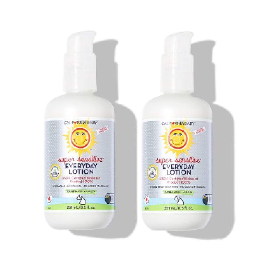 California Baby Super Sensitive Everyday Face and Body Lotion (8.5 oz.) Moisturizer for Dry, Sensitive Skin | Post Bath and Diaper Changing | Non-Greasy, Fast-Absorbing Formula | Fragrance Free | 2PK Super Sensitive - 8.5 Ounce 2pack - BeesActive Australia