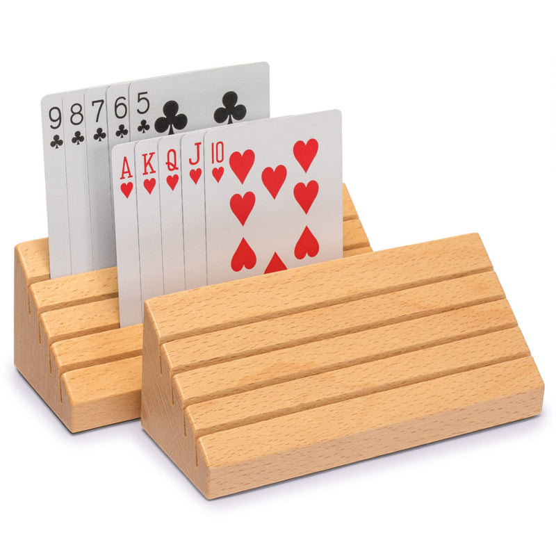 Yellow Mountain Imports Standard-Size Solid Beechwood Playing Card Holders/Racks - Set of 2 - Card Organizers - BeesActive Australia