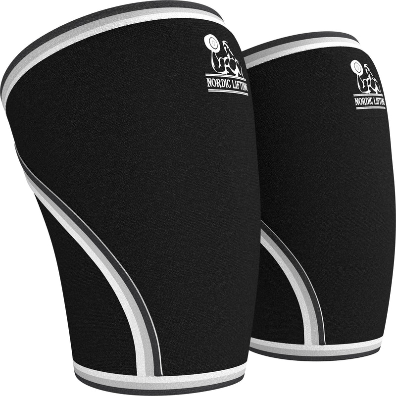 Knee Sleeves (1 Pair) Support & Compression for Weightlifting, Powerlifting & Cross Training - 7mm Neoprene Sleeve for the Best Squats - Both Women & Men - by Nordic Lifting X-Large Black - BeesActive Australia
