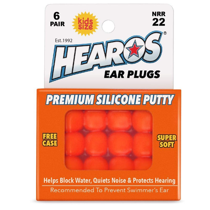 HEAROS Reusable Kids Ear Plugs for Swimming - Floating Silicone Putty, One Size Fits All Mouldable for Ultimate Comfort, Waterproof to Prevent Swimmers Ear, 6 Pairs with Case NRR 22 Hearing Protection - BeesActive Australia