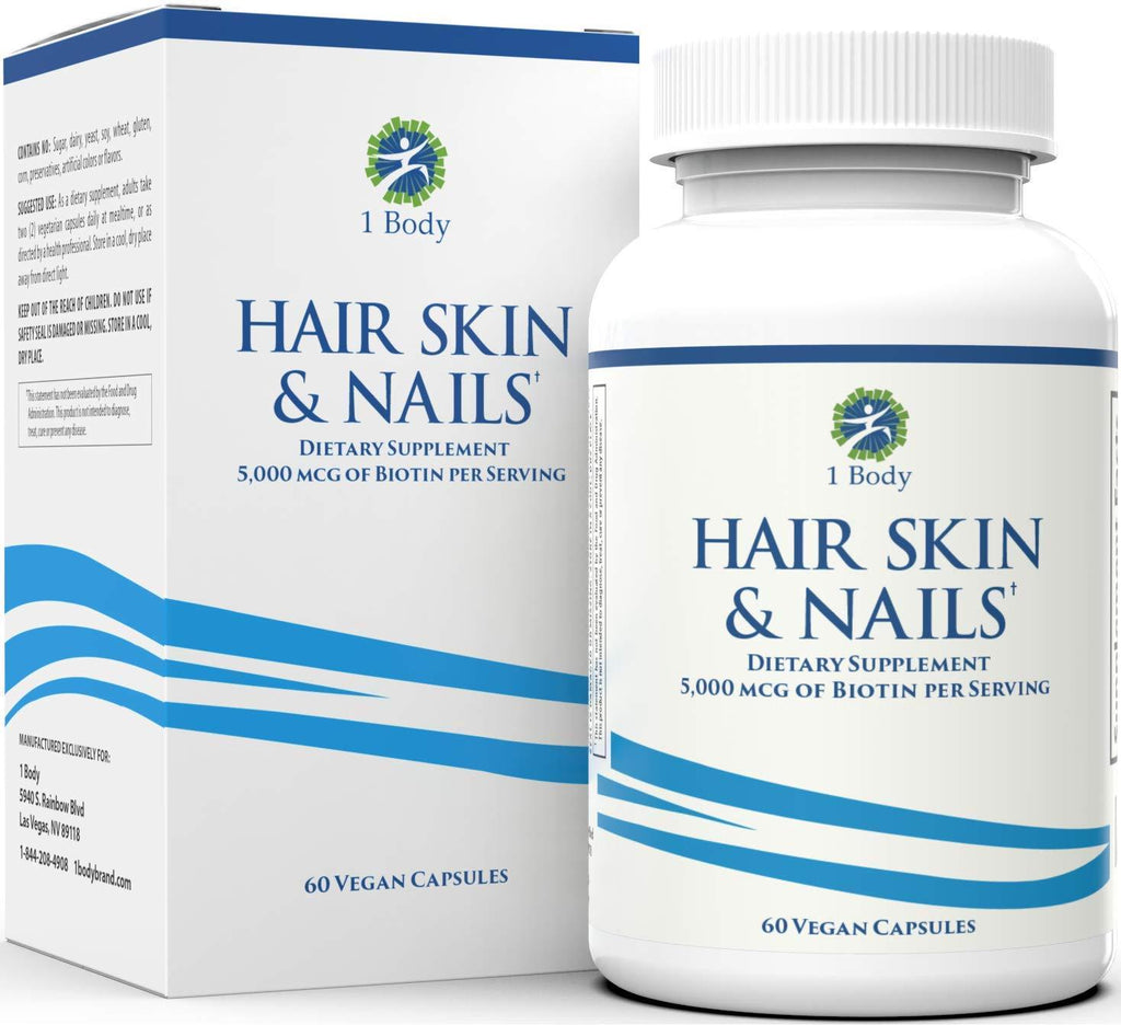 Hair, Skin, and Nails Vitamins – 5000 mcg of Biotin to Make Your Hair Grow and Skin Glow with 25 Other Vitamins - Nail Growth and Skin Care Formula for Men and Women - BeesActive Australia