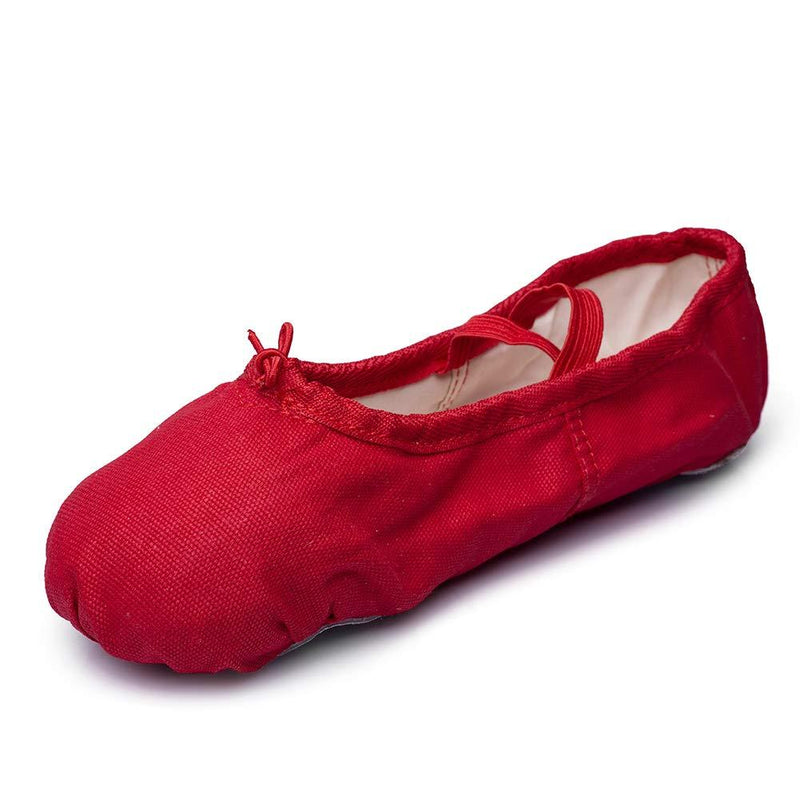 [AUSTRALIA] - MSMAX Kids Canvas Ballet Shoes Women Professional Dance Flats (Toddler/Little Kid/Big Kid) 9.5 Toddler Red 