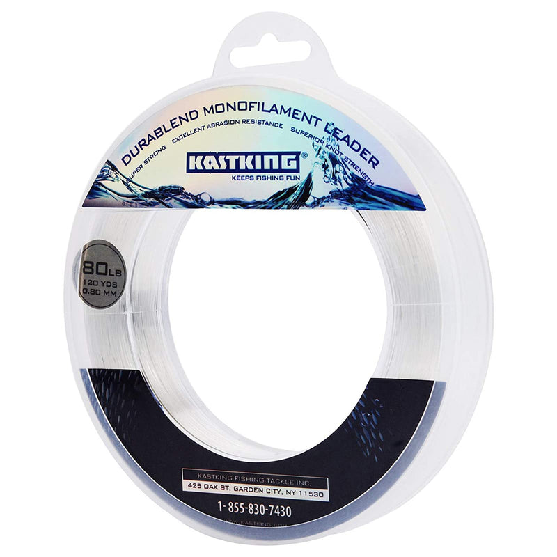 KastKing DuraBlend Monofilament Leader Line - Premium Saltwater Mono Leader Materials - Big Game Spool Size 120Yds/110M Clear 50 LB (Wound on Spool) 0.60mm - BeesActive Australia