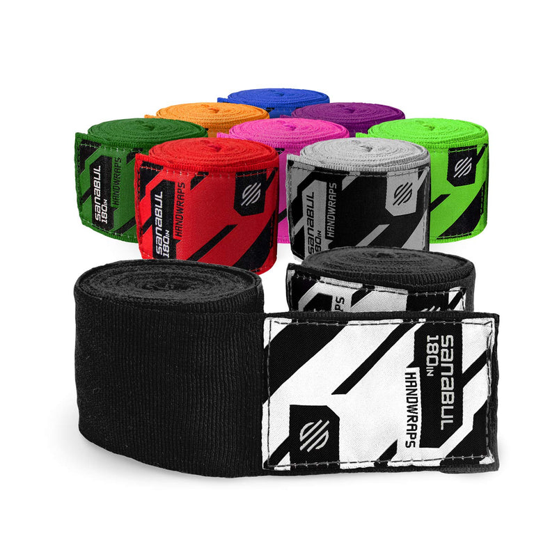 Sanabul Elastic Professional 180 inch Handwraps for Boxing Kickboxing Muay Thai MMA Black 180" - BeesActive Australia