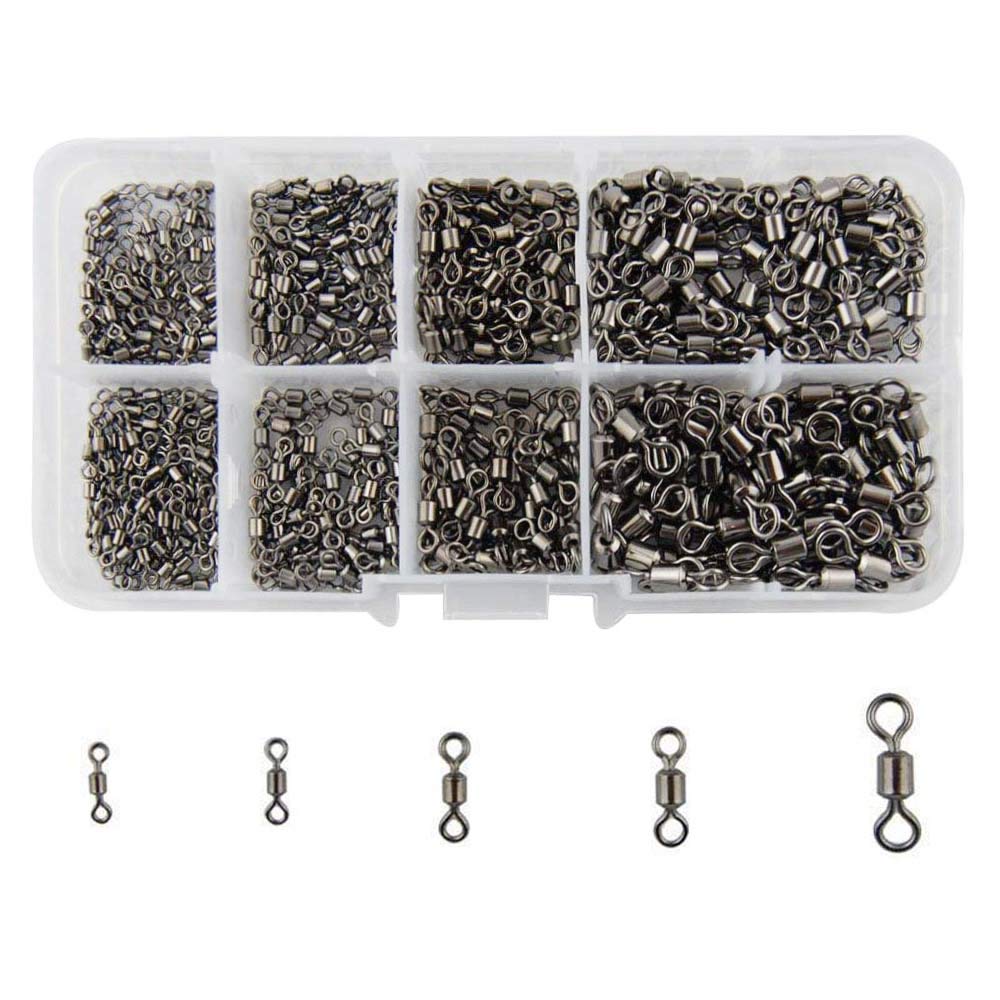 [AUSTRALIA] - Shaddock Fishing 500pcs/box Size 2 4 6 8 10 Fishing Rolling Swivel High-Strength Stainless Steel Rolling Barrel Swivel Fishing Tackle-30Lb to 97 Lb 