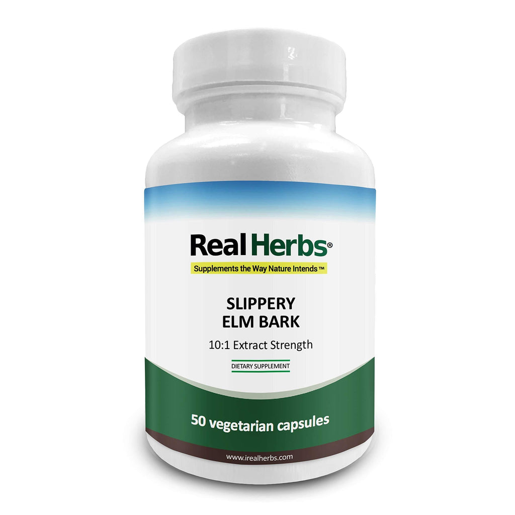 Real Herbs Slippery Elm Bark Extract-Derived from 7000mg of Slippery Elm Bark with 10:1 Extract Strength- Soothes Soreness of Mucous Membranes, Antioxidant Skin Health Support–50 Vegetarian Capsules - BeesActive Australia