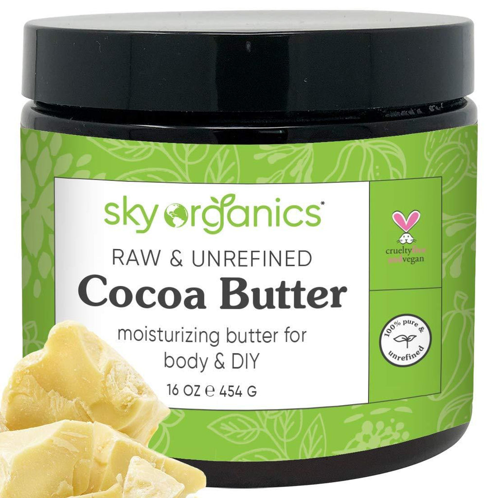 Cocoa Butter by Sky Organics (16 oz) Pure Unrefined Raw Cocoa Butter for Body, Hair and DIY Raw Cocoa Body Butter Natural Cocoa Butter 1 Pound (Pack of 1) - BeesActive Australia