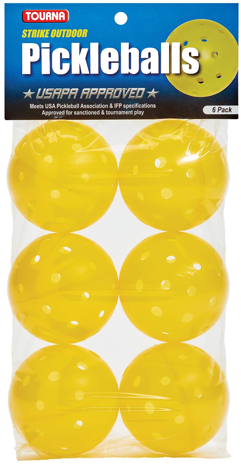 Tourna Strike Outdoor Pickleballs (6 Pack) - USAPA Approved, Yellow 6 Pack - BeesActive Australia