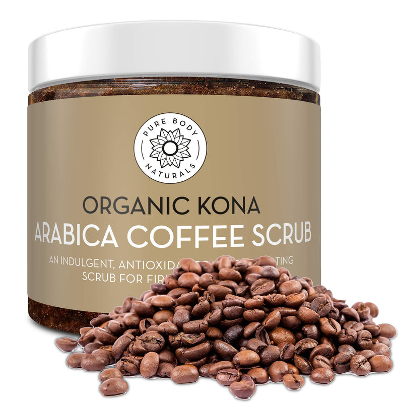 Arabica Coffee Body Scrub Exfoliator with Coconut and Shea Butter for Cellulite and Stretch Marks, Coffee Scrub for Eczema, Stretch-marks, and Cellulite by Pure Body Naturals, 8.8 Ounce - BeesActive Australia