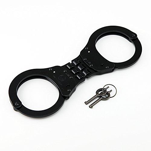 VIPERTEK Heavy Duty Hinged Double Lock Steel Police Edition Professional Grade Handcuffs (Black) - BeesActive Australia