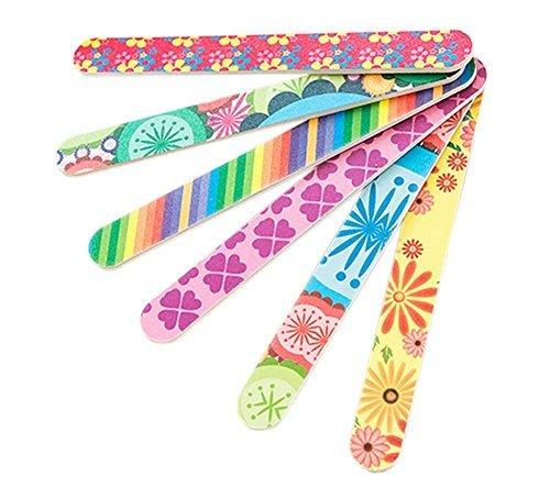 Set of 10 Colorful Floral Print Nail Files Double Sided Durable Nail Art Manicure Pedicure Emery Board Manicure Sticks Random Color - BeesActive Australia