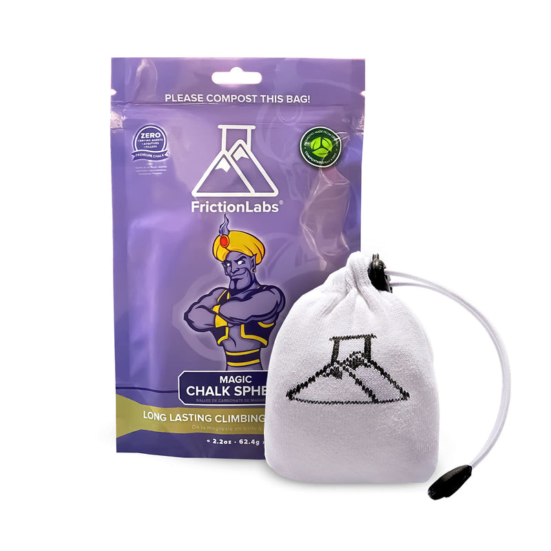 FrictionLabs Magic Chalk Ball 2.2 oz - Premium Chalk for Rock Climbing, Weight Lifting, Gymnastics Bowling Crossfit - Mess Free Gym Chalk with Refillable Sock - No Fillers or Artificial Drying Agents Chalk White - BeesActive Australia