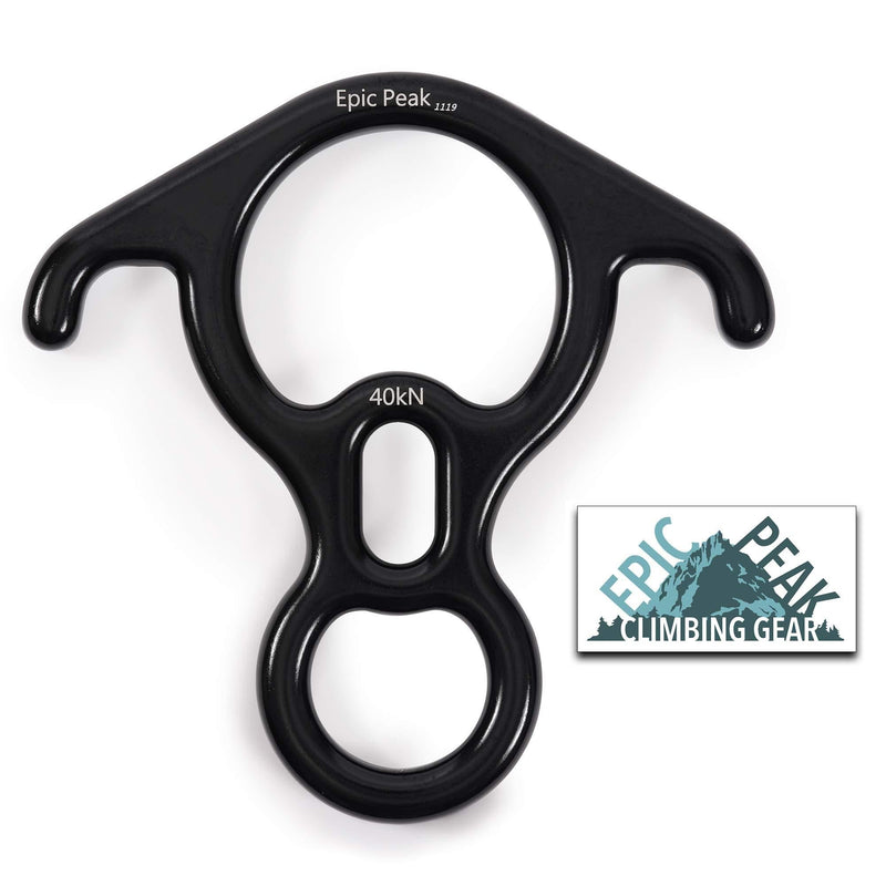 Epic Peak Rescue Figure 8 Descender - Gear for Belaying, Rappelling, Rock Climbing, Training, Emergency - Serious Rope Action and Control - Large Bent Ears, Belay Slots - 40 KN, 9000lbs. Limit - BeesActive Australia