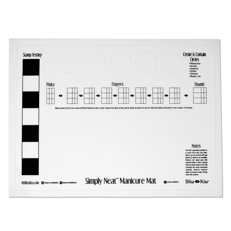 Bliss Kiss Simply Neat Manicure Mat - Silicone Manicure Mat for Stamping and Nail Art - BeesActive Australia