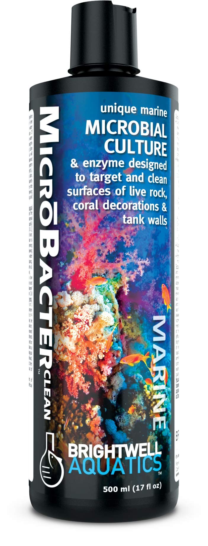 Brightwell Aquatics MicroBacter Clean - Water Conditioner Microbial and Enzyme Culture Designed to Target & Clean Surfaces of Marine Aquarium Tanks 500-ml - BeesActive Australia