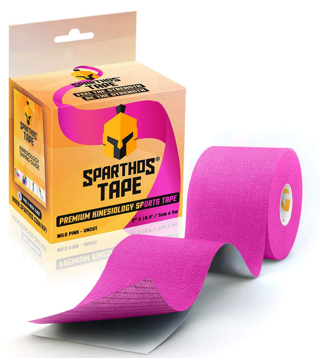 Sparthos Kinesiology Tape - Incredible Support for Athletic Sports and Recovery - Free Kinesiology Taping Guide! - Uncut 2 inch x 16.4 feet Roll i) Wild Pink + FREE Taping Guide - BeesActive Australia