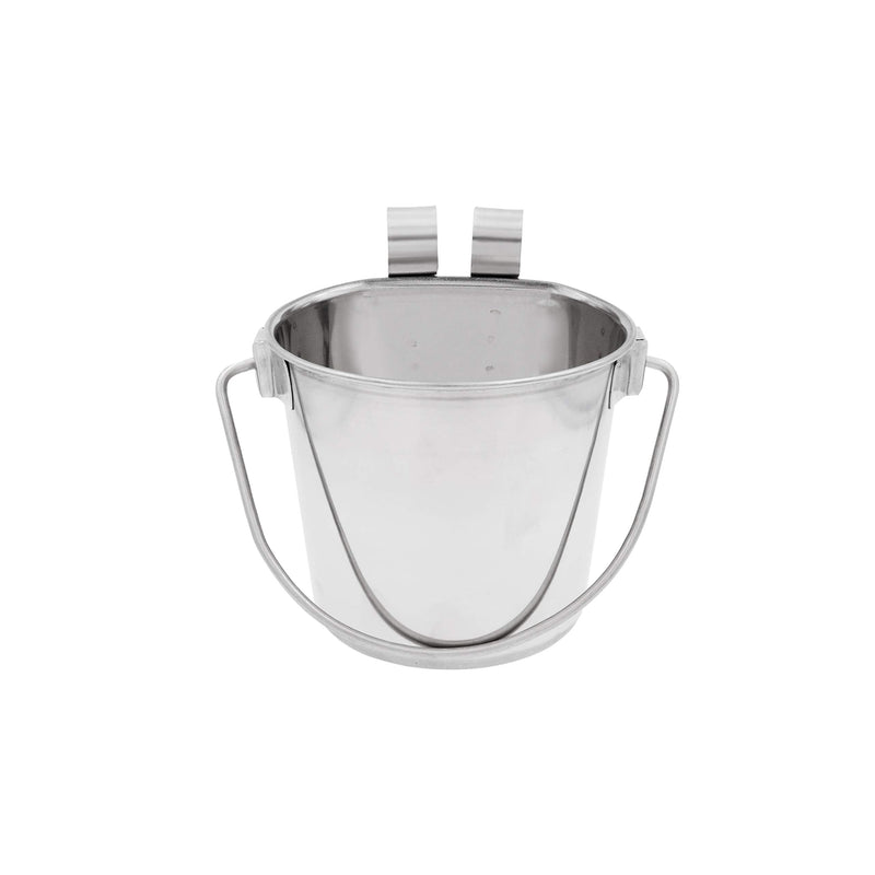 Fuzzy Puppy Flat Sided Pail with Dual Hooks, Snugly Fit On Dog, Cat and Critter Crates & Cages, Heavy Duty Stainless Steel 2-Quart - BeesActive Australia