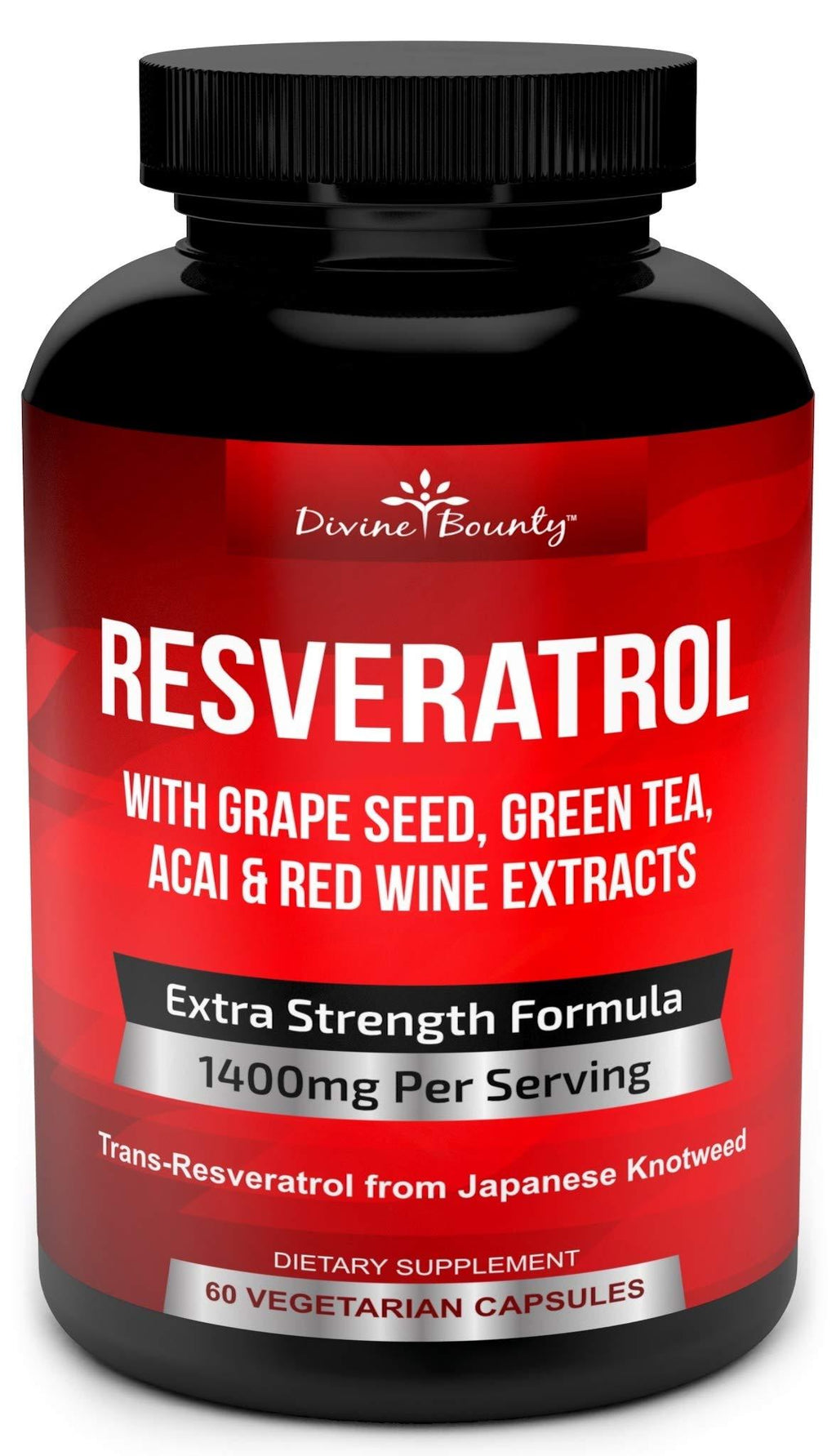 Resveratrol Supplement - 1400mg Extra Strength Formula with Grape Seed Extract, Green Tea Extract, Red Wine Extract - 60 Veggie Capsules - BeesActive Australia