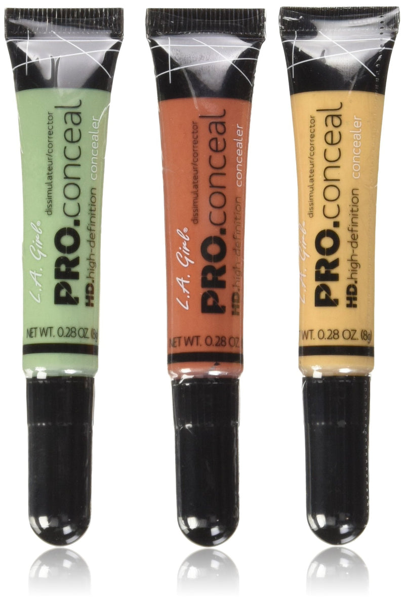 L.A. Girl Pro Conceal Set Orange, Yellow, Green Correctors, Pack of 3 (LAX-GC990+GC991+GC992-B) Without Sponge - BeesActive Australia