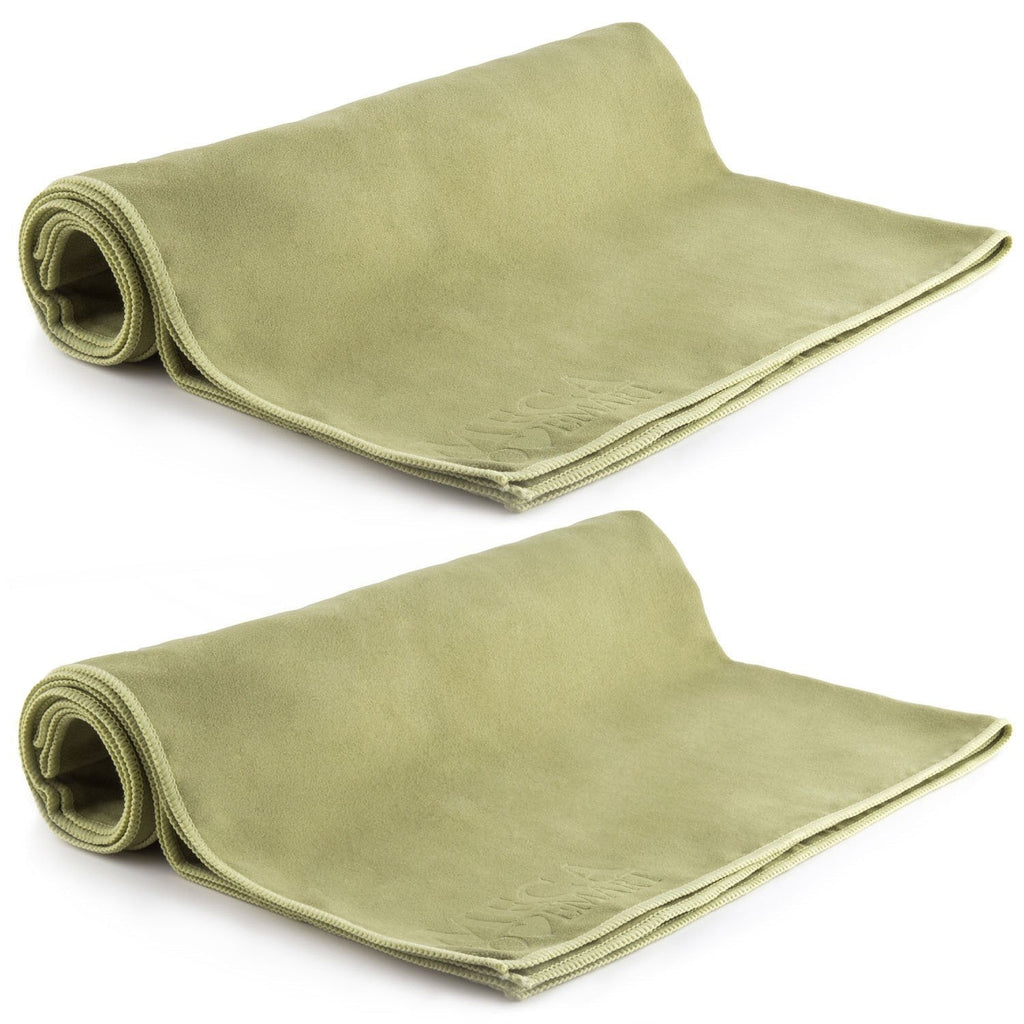 [AUSTRALIA] - MEGALOVEMART Suede Microfiber Gym Sport Towel, 2 Pack Green 15" x 24" 