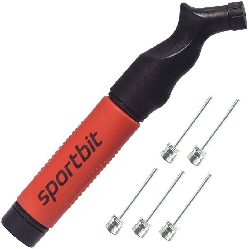 SPORTBIT Ball Pump with 5 needles - Push & Pull Inflating System - Great for All Sports balls - Volleyball Pump, Basketball Inflator, Football & Soccer Ball Air Pump - Goes with Needles Set and E-Book - BeesActive Australia