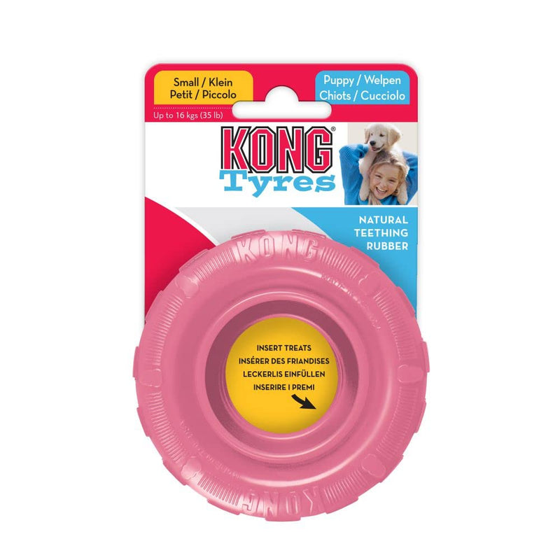 KONG - Puppy Tires - Soft Rubber Chew Toy and Treat Dispenser (Assorted Colors) Small Standard Packaging - BeesActive Australia