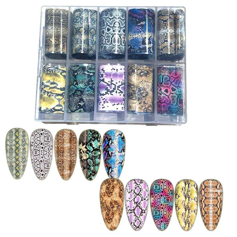 Snake Nail Decals DIY Nail Art Decoration 1 Box Snake Skin Print Design Nail Foils Holographic Starry Sky Foil 10 Style - BeesActive Australia