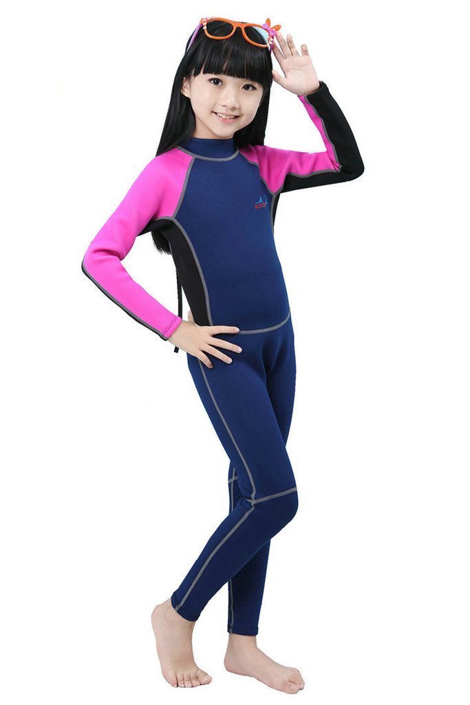 [AUSTRALIA] - Cokar 2mm Neoprene Wetsuit for Kids Boys Girls One Piece Swimsuit (FBA) Red-2MM-Long M (FOR height 44"-49") 