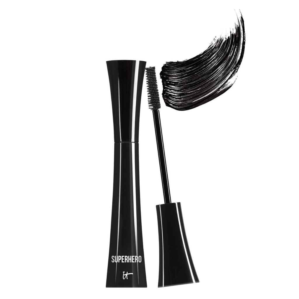 IT Cosmetics Superhero Mascara, Super Black - Elastic Stretch Volumizing & Lengthening Mascara - Lifts, Separates & Conditions Lashes - With Collagen, Biotin & Peptides - 0.3 fl oz 0.3 Fl Oz (Pack of 1) - BeesActive Australia